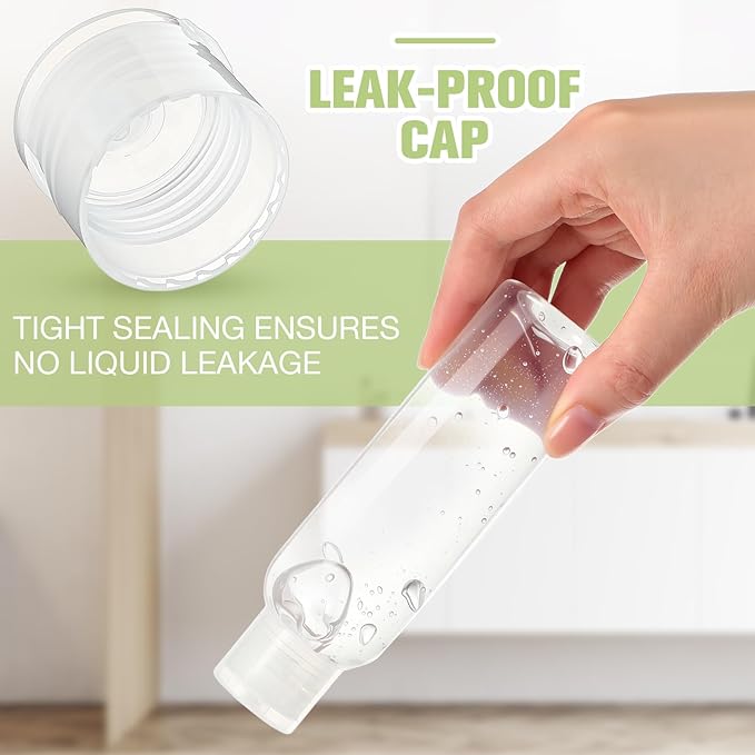 50 Pcs 4oz Empty Plastic Travel Bottles with Disc Top Flip Cap Small Travel Size Bottles Refillable Empty Containers for Shampoo Lotion Liquid Body Soap Cream Toiletries (Clear)