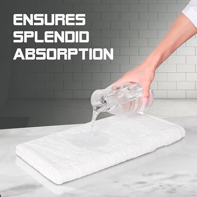 Oakias 100% Cotton Wash Cloths 24 Pack White - 12 x 12 Inches Ring Spun Cotton Facial Towels - Highly Absorbent Quick Dry Spa Towels - Bulk Washcloths Ideal for Scrubbing and Cleaning