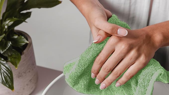 Avalon Towels Cotton Washcloths – (Pack of 36) Size 12x12 Inches, 100% Ring Spun Cotton, Soft & Absorbent Face Towels, Gym Towels, Hotel and Spa Quality, Reusable Fingertip Towels (Sage Green)