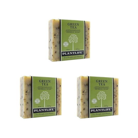 Plantlife Green Tea 3-Pack Bar Soap - Moisturizing and Soothing Soap for Your Skin - Hand Crafted Using Plant-Based Ingredients - Made in California 4oz Bar