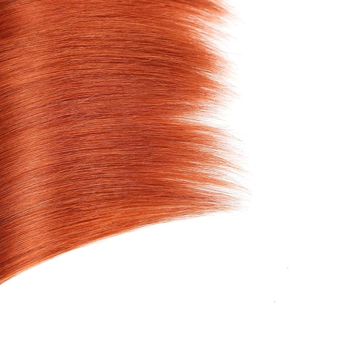 REMY Hair Brazilian 100% Human Hair Bundles Burnt Orange Hair Extension Straight Hair Bundles for Black Girl (10 Inch, color #350)