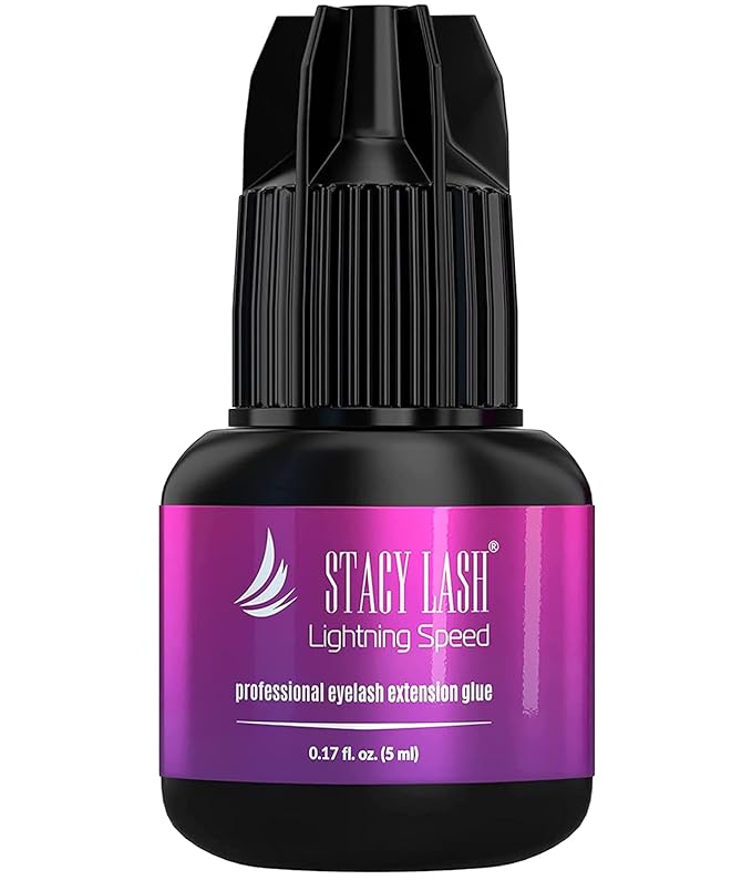 Lightning Speed Eyelash Extensions Glue – Stacy Lash 5ml /0.17 fl.oz / 0.3 Sec Dry/Retention – 6-8 Weeks/Black Adhesive/Professional Supplies