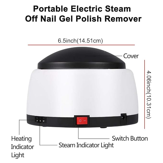 36W Nail Polish Remover Machine, Electric Nail Steamer, Portable Steam Off Nail Gel Polish Remover, Gel UV Nails Steamer Heater Cleaner Machine for Beauty Salon Home Use