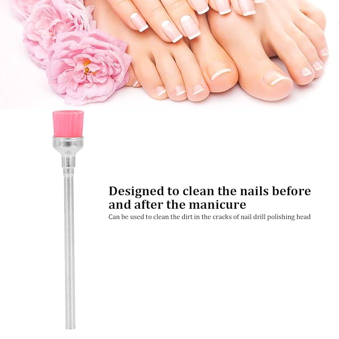 100pcs Nail Drill Bit Cleaning Brush - Nail Polishing Head Cleaner Stainless Steel Nail Head Cleaning Brush Nail Dust Brush Cleaner Manicure Tool Accessory for Manicure Pedicure(02)