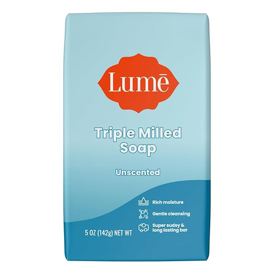 Lume Triple Milled Bar Soap - Rich Moisture & Gentle Cleansing - Formulated Without Parabens or Phthalates, Skin Loving - 5 ounce (Unscented)