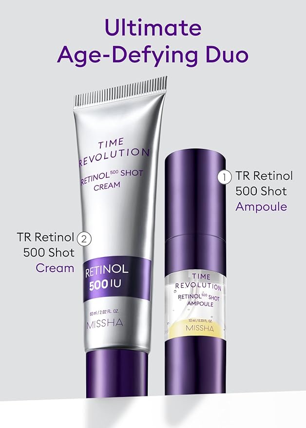 MISSHA Time Revolution Night Repair Retinol 500 Shot Cream 2.02 Fl oz - Advanced Korean Retinol Cream for Face, Skin Barrier Strengthening, Improved Elasticity & Radiance, Mother's Day gifts