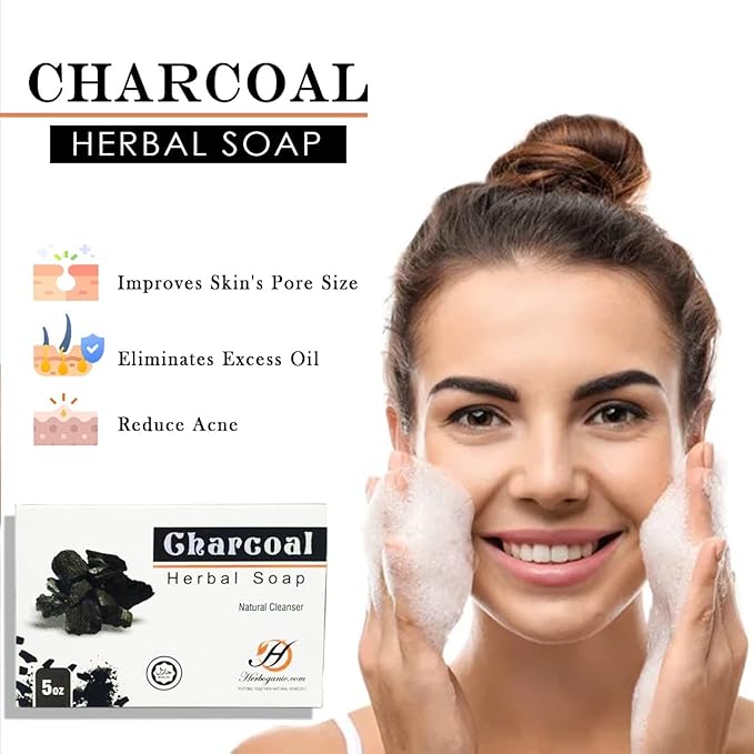 Charcoal Herbal Soap | Pack of 6 of 5oz soap Bar | Ideal for Men and Women, Soothing and Nourishing Soap for Moisturization