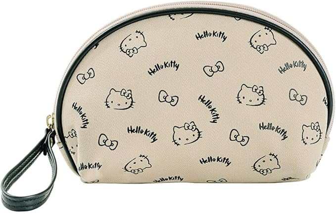 AmBealla Portable Storage Bag Cosmetic Bag for Women,Small Cute Compact Makeup Bag for Keys and Phone, Beige Cotton Organizer with Wristband,Portable Mini Bag for girls