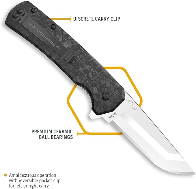 OUTDOOR EDGE Razor VX5 | Replaceable Blade EDC Folding Pocket Knife | 3" Blade, Ceramic Ball Bearings, Carbon Fiber Handle, Reversible Pocket Clip | Outdoor, Camping, Survival, Utility