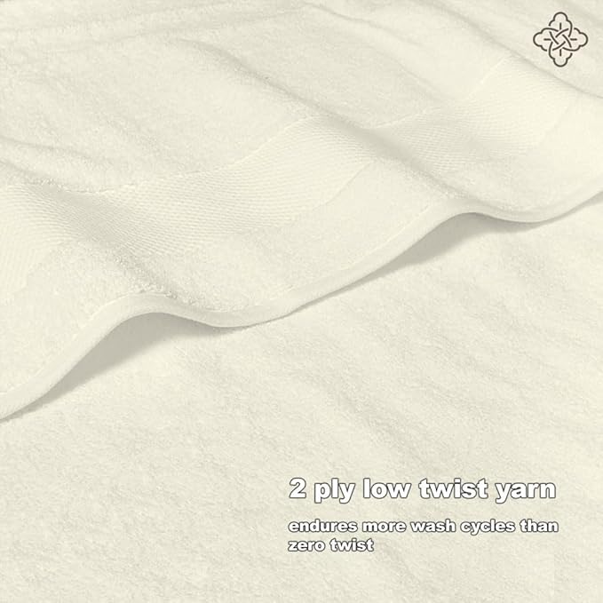 BIOWEAVES 100% Organic Cotton 700 GSM Plush Bath Towels 30" x 58" GOTS Certified - Ivory, Pack of 2