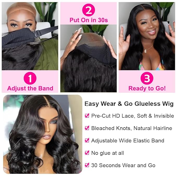 5x5 HD Lace Closure Wigs Human Hair 30 Inch Wear and Go Glueless Wigs Human Hair for Women 180% Density Body Wave Lace Front Wigs Human Hair Wigs for Women Pre Plucked Pre Cut