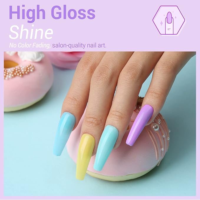 modelones Spring Gel Nail Polisht, 6 Colors Pastel Pink Purple Blue Green Shades Macaron Colors Nail Art Gel Design for Easter Women Girl Nail Lovers Gift Salon DIY