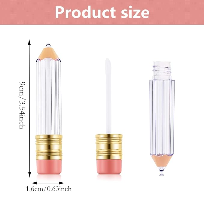 Blulu 48 Pcs 5 ml Pencil Lip Gloss Tube Empty, Gift for Graduation Teacher Appreciation, Pencil Lip Gloss Container Clear Refillable Tube for Women DIY Cosmetics