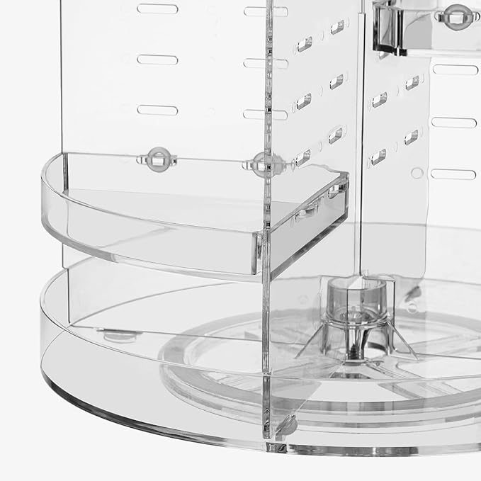 HBlife 360 Rotating Makeup Organizer Plus Size Adjustable Carousel Large Capacity Revolving Perfume Organizer Skincare Organizers Cosmetic Storage Spinning Holder for Vanity, Clear