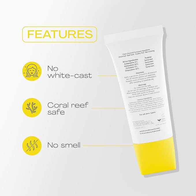 JESS BEAUTY | Let it Sun 50+ Sunscreen Green Tea & Aloe Extract | Skincare Sun Protection 1.7 fl oz