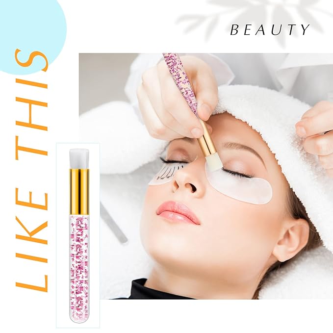 80 Pcs Lash Shampoo Brushes with Container Pink Eyelash Cleaning Bulk Glitter Eyelash Extension Cleansing Crystal Facial Cosmetic Lash Shampoo Brushes Blackhead Removing