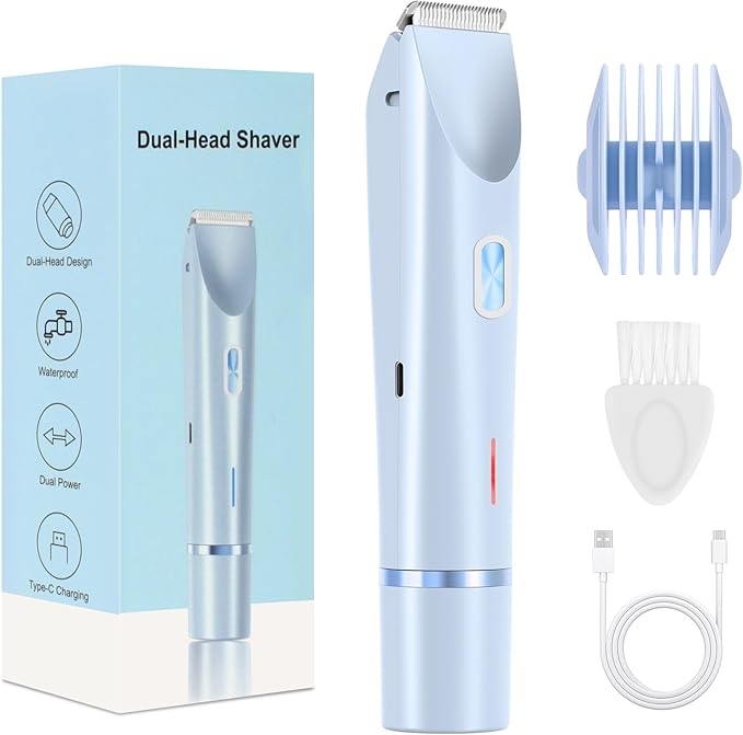2025 New Glow Aura Bikini Shaver,Glowshave 2-in-1 Women's Body Shaver(Blue)