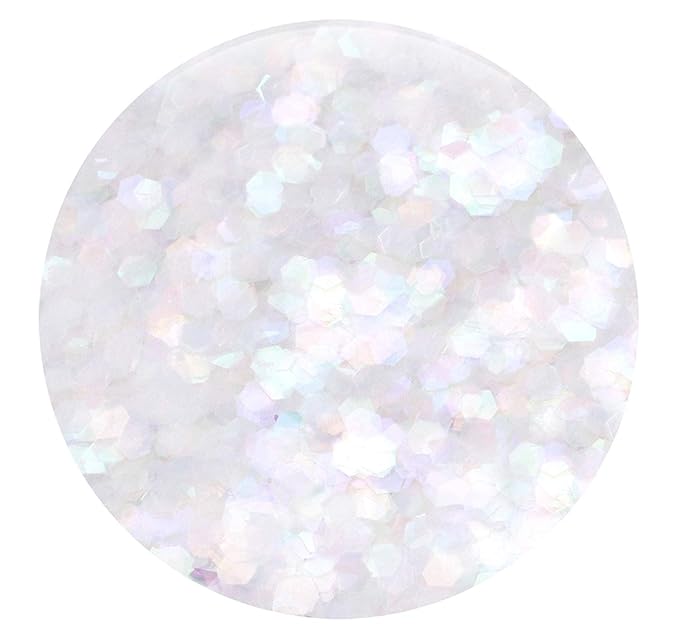 (6PK) - Iridescent White Glitter Kit -6 Different Holographic Loose Glitter Sizes, Fine Powder, Hexagons & Square Glitter - Solvent Resistant & Cosmetic Grade for Nails & Skin - (60 Grams)