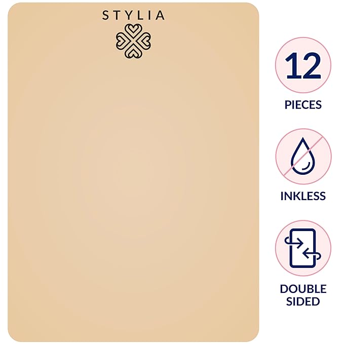 Stylia Microblading Practice Fake Skin Sheet for Eyebrow Tattoo, Fake Skin for Tattoo, Micro Blading Needling, Eye Brow Makeup, Tattoo Skin Practice Kit Supplies (12Pieces- Inkless Blank Double Sided)