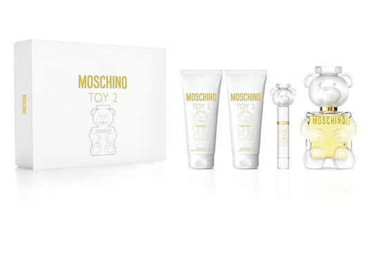 MOSCHINO Toy 2 for Women - 4 Pc Gift Set 3.4oz EDP Spray, 0.33oz EDP Spray, 3.4oz Body Lotion, 3.4oz Shower Gel