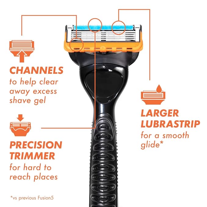 Gillette Fusion5 Mens Razor Blade Refills, 4 Count, Lubrastrip for a More Comfortable Shave