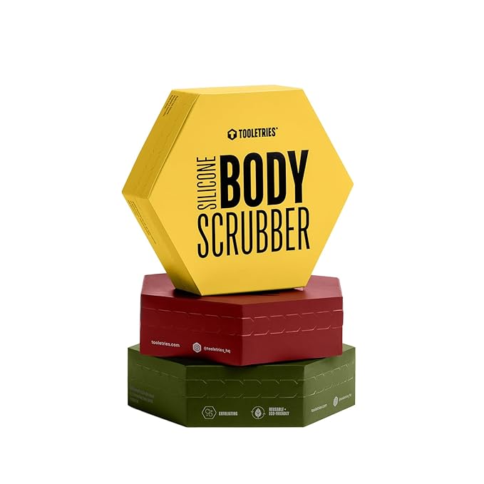 Tooletries - Body Scrubber - Silicone Exfoliating Scrubber - Bathroom & Shower Accessories for Men, Travel Essentials for Men - Durable & Long Lasting Body Wash Scrubber for Men - 3 Pack