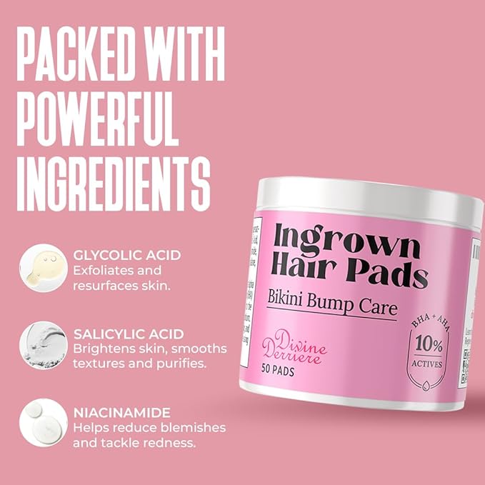 Prevent Ingrown Hairs and Razor Bumps with BHA & AHA Pads - Ingrown Hair Serum for Razor Burns - PFB Razor Bump Stopper Topicals Skin Care, Ingrown Hair Treatment for Bikini Area and Razor Bumps