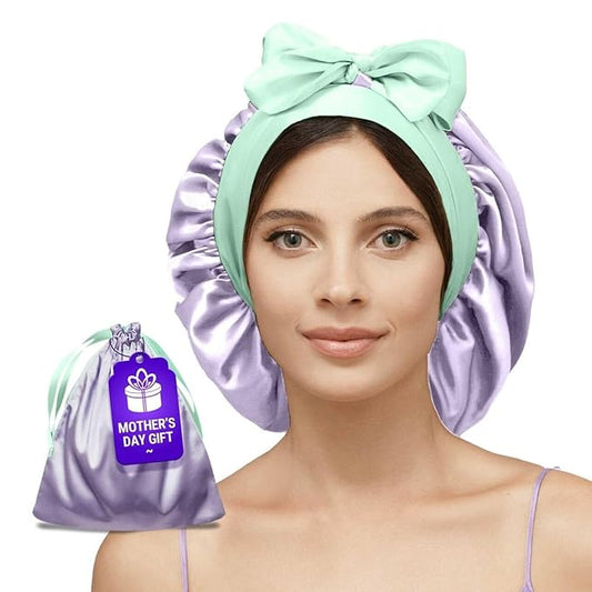 100% Mulberry Silk Bonnet for Sleeping Women with Curly Hair – Alternative to Double Layer Satin Bonnet with Tie Band Premium Silk Hair Wrap for Sleep with Wonder Loop