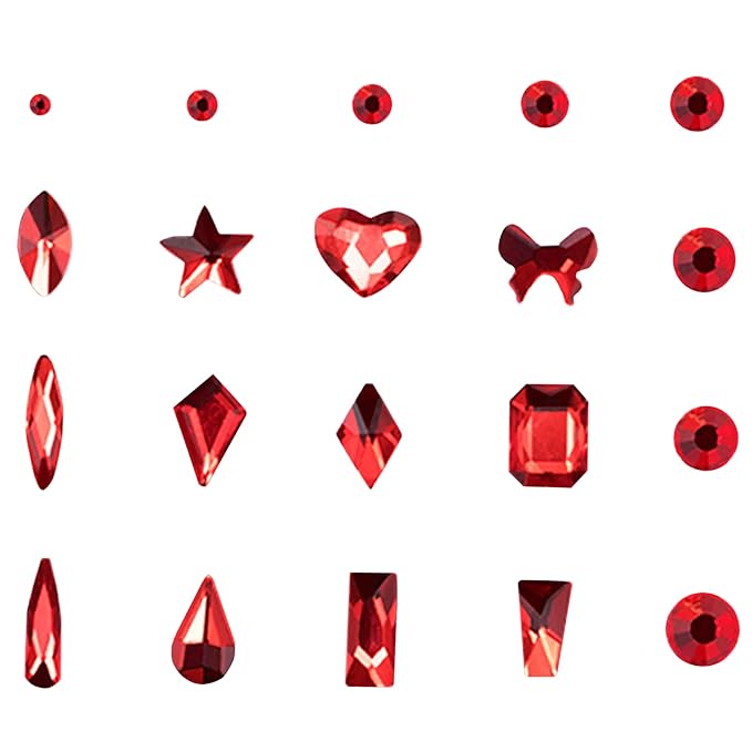 3100Pcs Crystal Red Nail Rhinestones,HOINCO Rhinestones for Nails,Nail Gems and Rhinestones Gems Multi Shapes Nail Charms for Nails Nail Crystal Beads Jewel for DIY Nail Art with Tweezers and Pen