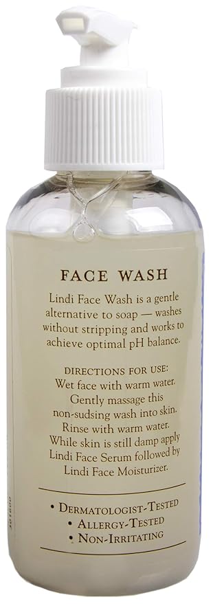 Lindi Skin Face Wash for Dry & Sensitive Skin - Gentle, Moisturizing Formula That Hydrates & Refreshes Your Body and Scalp - Reduce Facial Rashes, Redness, and Iitching (4 fl oz)