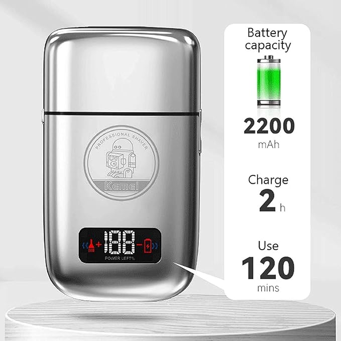KEMEI Electric Razors for Men, Professional Cordless All Metal Electric Razor, Lithium Titanium Razors, USB Rechargeable Facial Beard Trimmer