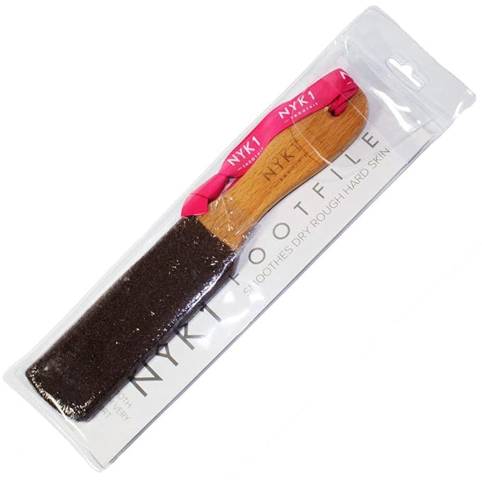 NYK1 Smoothie Foot File Natural Curved Wood, Eliminates Dry Scratchy Hardened Dead Skin Instantly, Pedi File Foot Tool for Perfectly Soft Velvety Smooth Pedicure Finish Great Gift or Add on Item