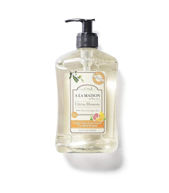 A LA MAISON French Liquid Hand Soap, Citrus Blossom - Natural Hand Wash Made with Essential Oils - Biodegradable, Plant-Based, Vegan, Cruelty-Free, Alcohol & Paraben Free (16.9 oz, 6 Pack)