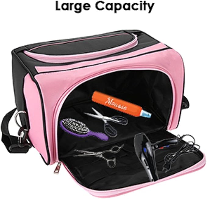 Petyoung Large Capacity Hairdressing Carrying Bag with Shoulder Strap,Professional Hairdressing Equipment Beauty Salon Tool Travel Storage Case,Portable Barber Toolkit Comb Scissors Clip Storage