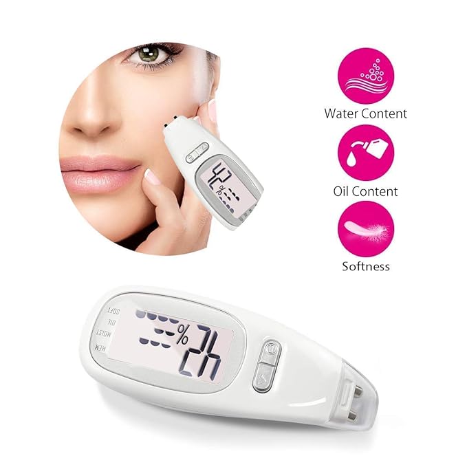 Portable digital facial moisture tester skin analyzer facial hydration corneometer skin hydration meter water oil tester for face skin care with backlight LCD display gifts for girls women