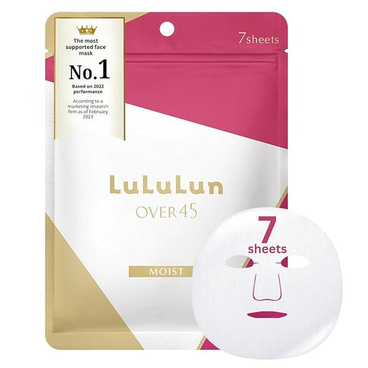 Lululun 7 EA Facial Sheet Mask for Anti-Aging & Firm Skin Women & Men, Hydrating & Moisturizing Face Sheet Mask with Zijube Extract, Organic & Natural Daily Japanese Skincare, Over 45 Camelia Pink