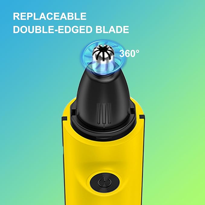 Nose Hair Trimmer for Men & Women, IPX7 Waterproof, USB Rechargeable, Easy Cleaning, All-in-ONE Facial & Eyebrow Trimmer (Yellow)