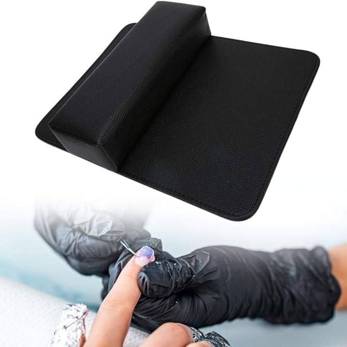 Nail Pillow,Durable Soft Washable Nail Art Hand Pillow Arm Rest Holder Cushion Mat Set Manicure Tool for Beauty Salon (Black)