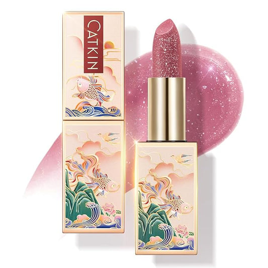 CATKIN Tinted Lip Balm Glitter Lip Stain Ultra Hydrating Lip Moistrurizer Chapstick with Vitamin E Nourishing For Cracked & Dry Lips 0.12 oz C14 Unicorn - Plum