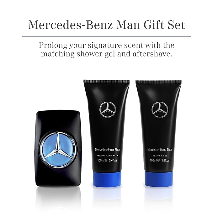 Mercedes-Benz Man - Elegant Fragrance Set With Sensual, Floral, Woody Notes - Mesmerize The Senses With Original Luxury Men’s Fragrance Gift Set - Endless Day Through Night Scent Payoff - 3 Pc