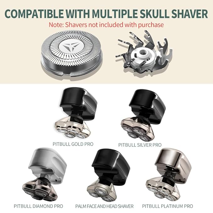 Shaver Replacement Blades for Skull Shaver Pitbull Replacement Blade,Replacement Heads for Pitbull Gold/Silver/Platinum Pro Shaver (8 Blades)