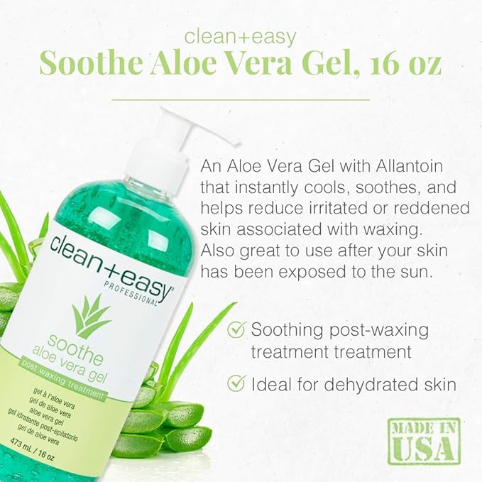 Clean+Easy Soothe Aloe Vera Gel 16 Ounce Pump (473ml) (2 Pack)