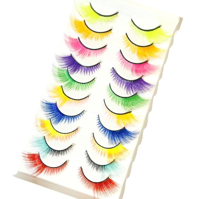 Sunniess Ombre Colored Lashes Cateye Eyelashes Fluffy Wispy Fake Lashes for Halloweens Cosplay Party Stage Make up Faux Mink False Eyelashes