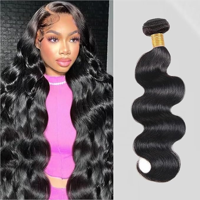 Body Wave Bundles Human Hair 1 Bundle 12 Inches 100% Human Hair Bundles 12A Grade Natural Black Human Hair