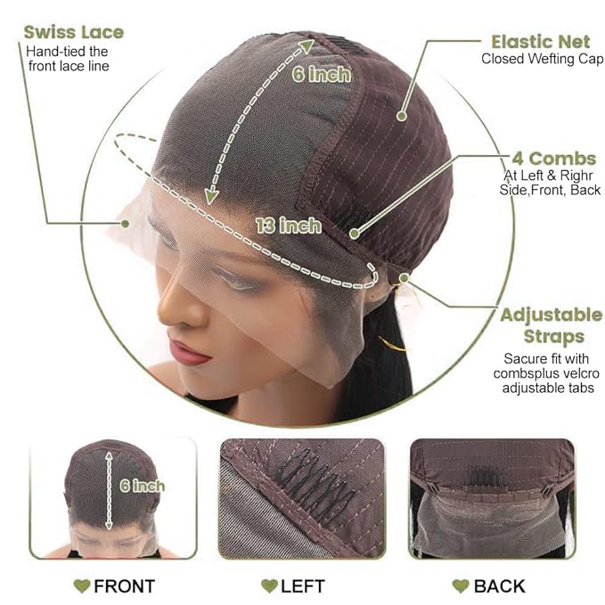 13x6 Lace Front Wigs Human Hair 32 Inch Straight HD Lace Front Wigs Human Hair Pre Plucked 13x6 Frontal Wigs Human Hair 180 Density Glueless Wigs Human Hair with Baby Hair for Women