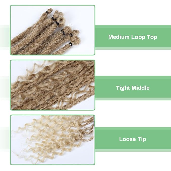 24 In 30 Strands Boho Braid Dreadlock Extensions, Ombre Purple Synthetic Curly Dreads Extensions with Box Braid, 100% Handmade Dreads Hippie Style Dreadlocks for Woman