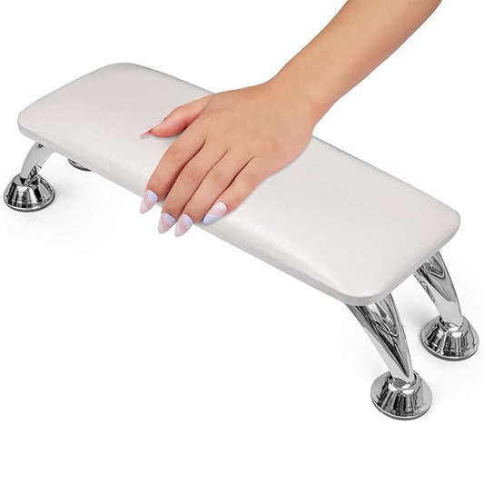 Arm Rest for Nails Tech, Easy Clean Nail Arm Rest, Comfortable, Supportive Hand Rest for Manicures and Pedicures, Salon-Quality Armrest with PU Leather for Nail Art (White)