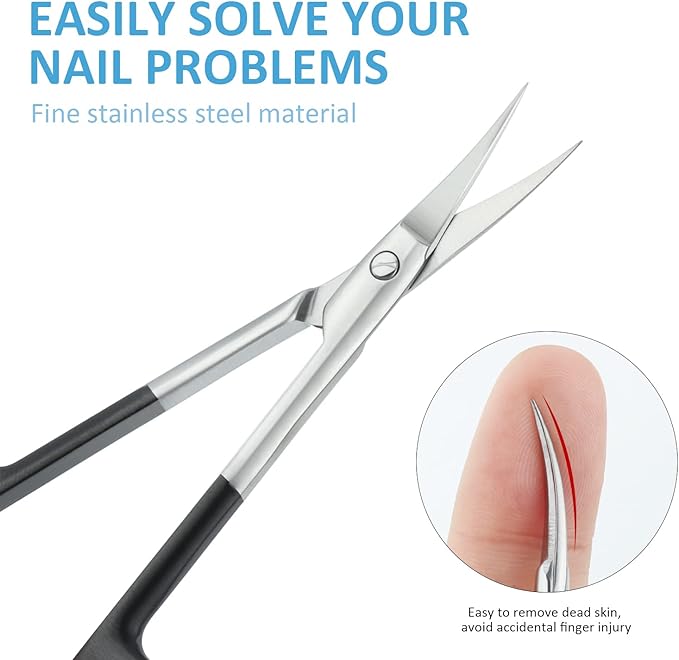 Cuticle Scissors for Women and Men Curved Stainless Steel with Tip Grooming Blades Manicure Nail for Dry Skin Nail Scissors (3)