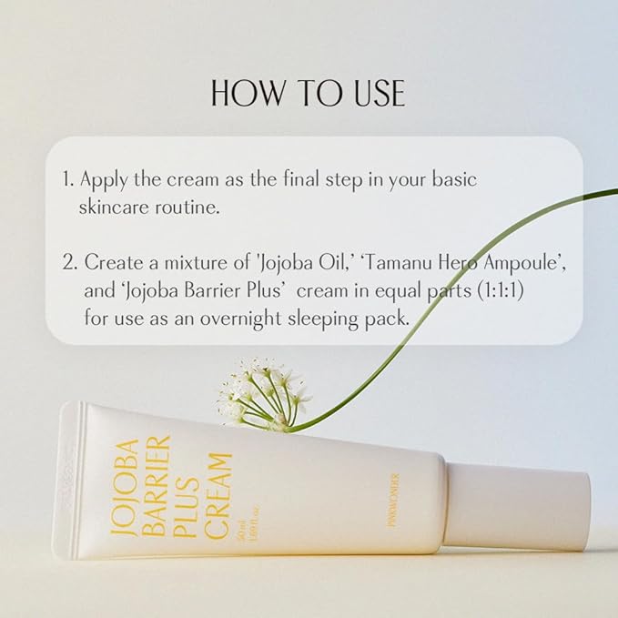 Jojoba Berrier Plus Cream 1.69oz(50ml), 24HR Long Lasting Moisturizier Face Cream, Jojoba Oil and Hyaluronic Acid for Dry Skin, Korean Skin Care