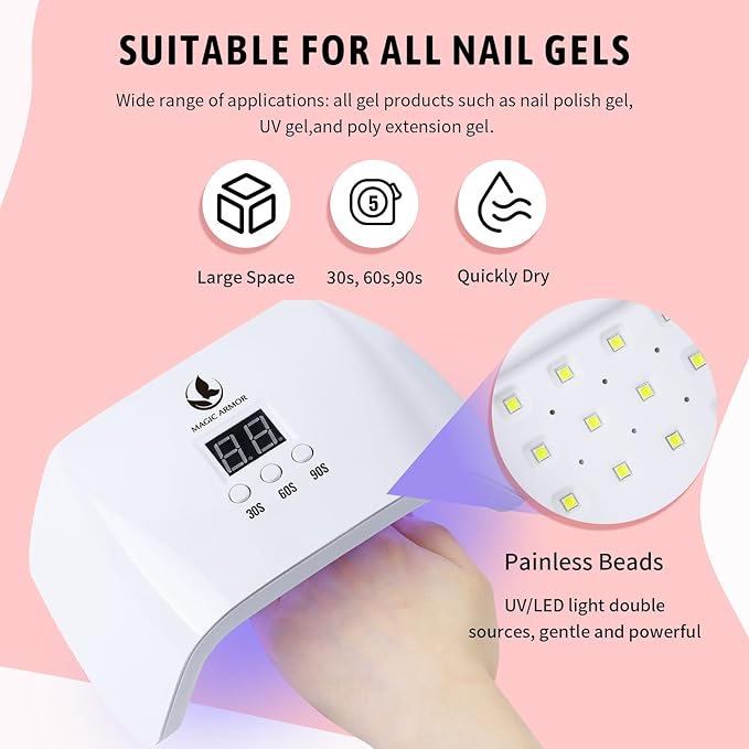 89Pcs Gel Nail Polish Kit with UV Light and Nail Drill Starter Kit- 32 Colors Nail Polish 4Pcs Top Base Coat and 15Pcs Nail Brush All in One Manicure Kit for Beginners DIY at Home Gifts for Women
